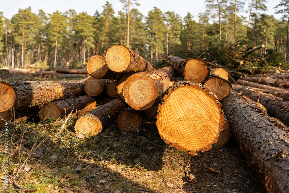 Pine Tree Being Cut Down in Forest – Deforestation and Logging Concept, Environmental Impact, and Forest Management Pine Tree Being Cut Down in Forest – Deforestation and Logging Concept, Environmental Impact, and Forest Management
