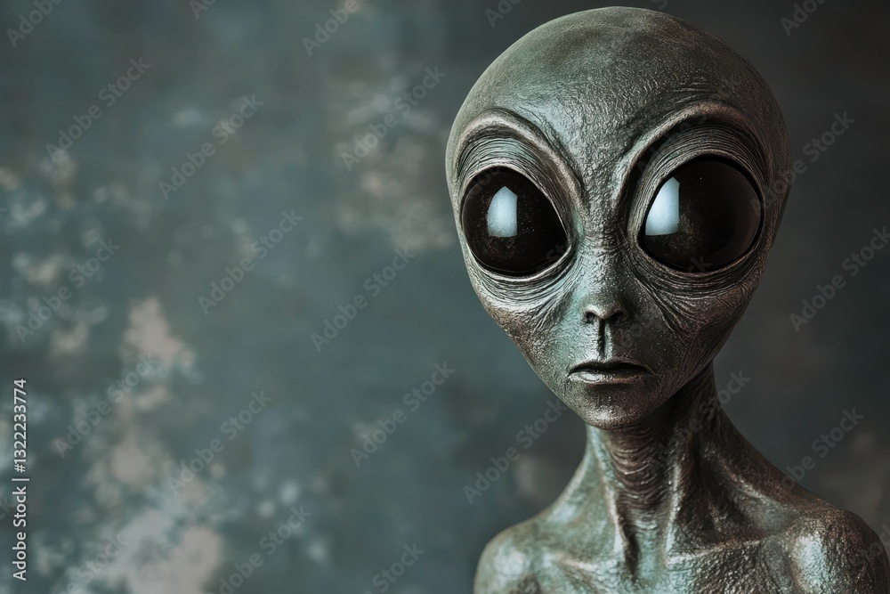© moo - Extraterrestrial being with human-like characteristics for science fiction illustrations or futuristic sci-fi book covers. Grey alien portrait isolated, space visitor sculpture. © moo - Extraterrestrial being with human-like characteristics for science fiction illustrations or futuristic sci-fi book covers. Grey alien portrait isolated, space visitor sculpture.