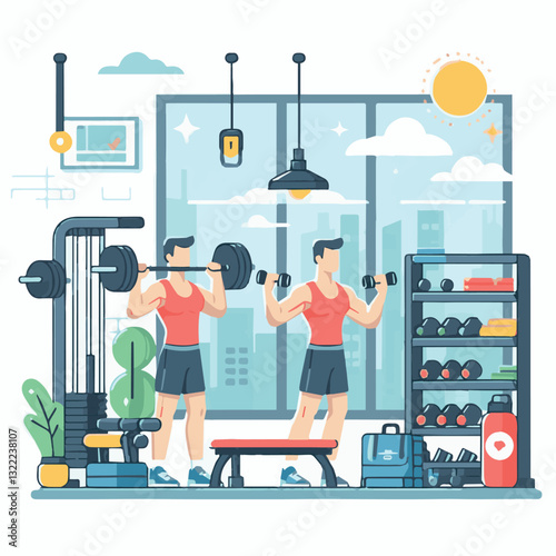 gym, fitness, exercise, healthy, health, sport, fit, lifestyle, training, workout, power, body, treadmill, equipment, club, athlete, weight, interior, strength, background, dumbbell, strong, active, b