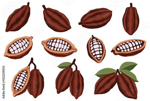 Set of cocoa beans vector logo isolated on white background.perfect for wallpaper or design elements