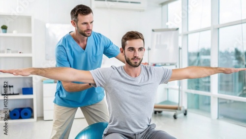 Physical therapy improves mobility and supports joint health. Therapist assisting a man with physical rehabilitation exercises.