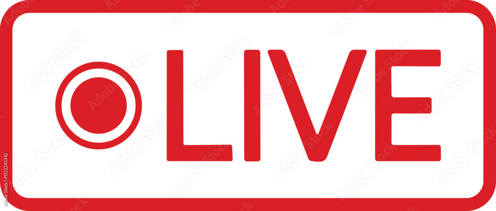 Live streaming icon. Red symbol and button of live streaming, broadcasting, online stream. Lower third template for tv, shows, movie and live performances. Vector Live streaming icon. Red symbol and button of live streaming, broadcasting, online stream. Lower third template for tv, shows, movie and live performances. Vector