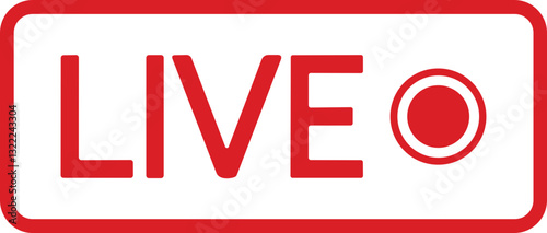 Live streaming icon. Red symbol and button of live streaming, broadcasting, online stream. Lower third template for tv, shows, movie and live performances. Vector