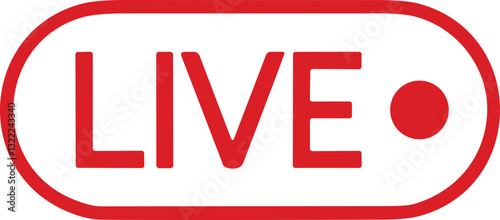 Live streaming icon. Red symbol and button of live streaming, broadcasting, online stream. Lower third template for tv, shows, movie and live performances. Vector