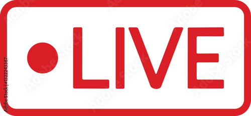 Live streaming icon. Red symbol and button of live streaming, broadcasting, online stream. Lower third template for tv, shows, movie and live performances. Vector