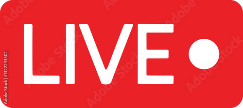 Live streaming icon. Red symbol and button of live streaming, broadcasting, online stream. Lower third template for tv, shows, movie and live performances. Vector