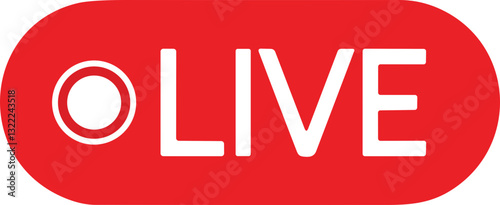 Live streaming icon. Red symbol and button of live streaming, broadcasting, online stream. Lower third template for tv, shows, movie and live performances. Vector