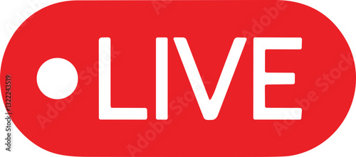 Live streaming icon. Red symbol and button of live streaming, broadcasting, online stream. Lower third template for tv, shows, movie and live performances. Vector