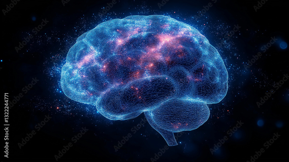 A detailed representation of a human brain illuminated with vibrant colors, highlighting neural connections and activity. The visual emphasizes the complexity of brain function and structure A detailed representation of a human brain illuminated with vibrant colors, highlighting neural connections and activity. The visual emphasizes the complexity of brain function and structure