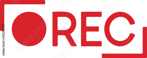 Recording sign icon. Red logo camera video recording symbol, rec icon