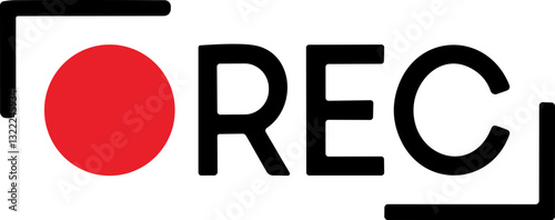 Recording sign icon. Red logo camera video recording symbol, rec icon