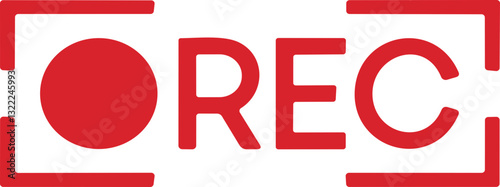 Recording sign icon. Red logo camera video recording symbol, rec icon