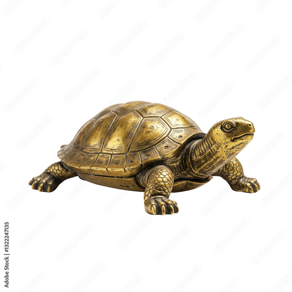 Obraz premium gold antique vintage turtle figurine with transparent background