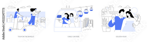 Urban travel experiences isolated cartoon vector illustrations set.