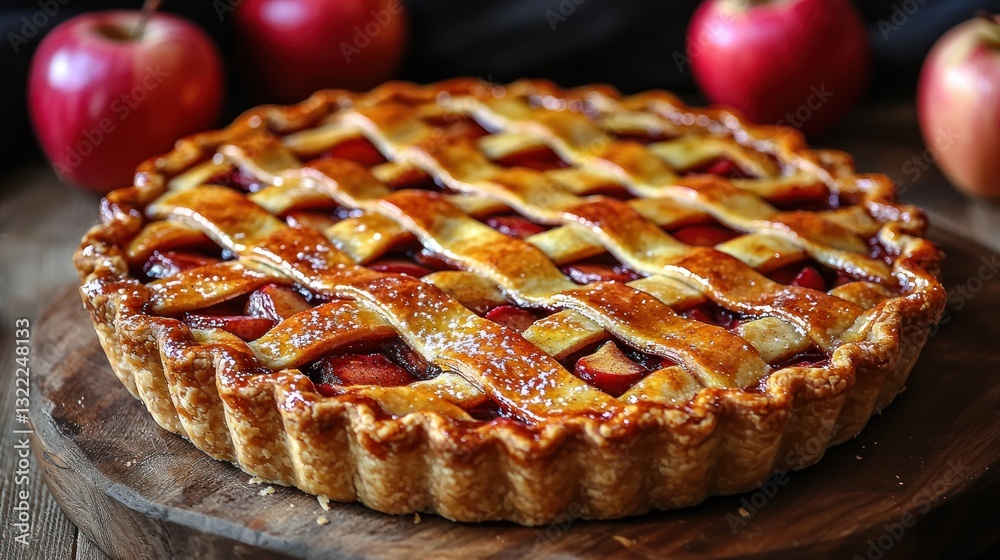 Delicious apple pie with a lattice crust Delicious apple pie with a lattice crust
