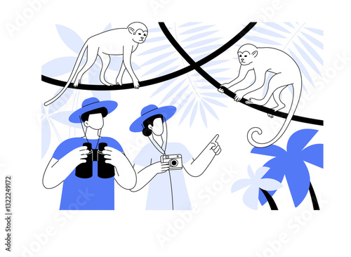 Jungle safari isolated cartoon vector illustrations.