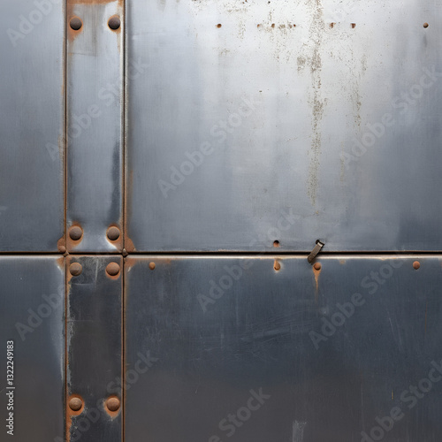 metal sheet with a riveted seam and scratches
