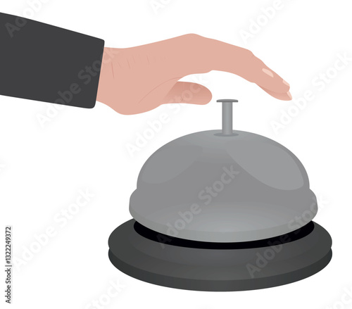 Hand press reception bell. vector