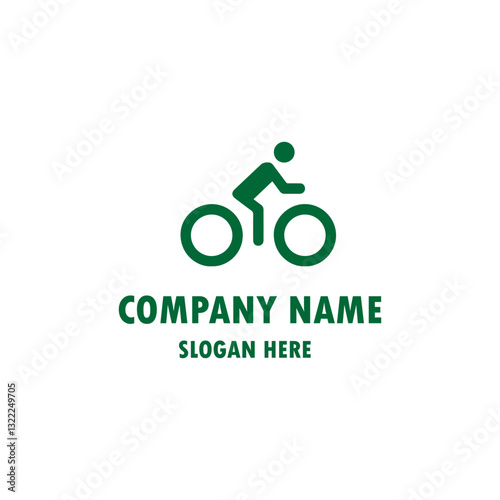 cycling race stylized symbol, outlined cyclist vector silhouette