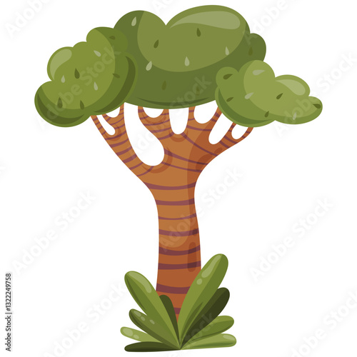 Vector clipart of tropical jungle tree. Summer sticker