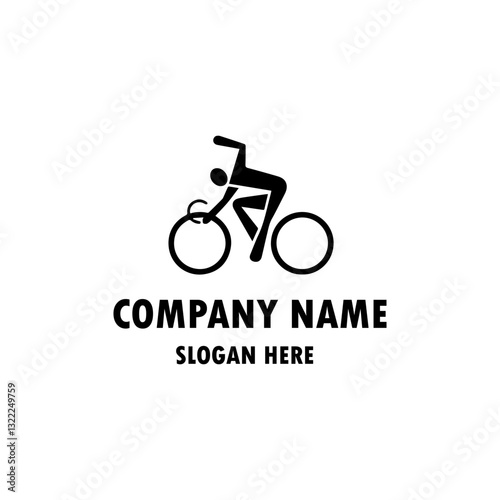 cycling race stylized symbol, outlined cyclist vector silhouette
