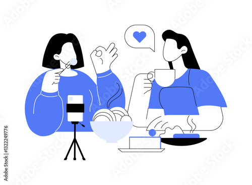 Tasting new food isolated cartoon vector illustrations.