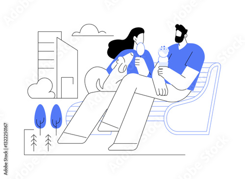 Eating ice-cream isolated cartoon vector illustrations.