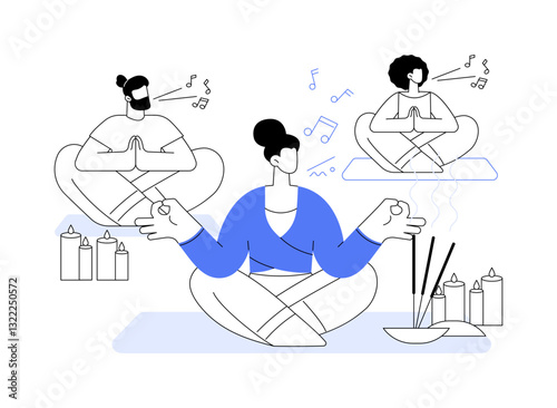 Mantra singing isolated cartoon vector illustrations.