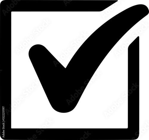Check mark icon. Tick mark symbol. Simple check mark. Quality sign icon. Checklist symbol. Approval check. stock vector. Circle and square. Tick sign in black color.
