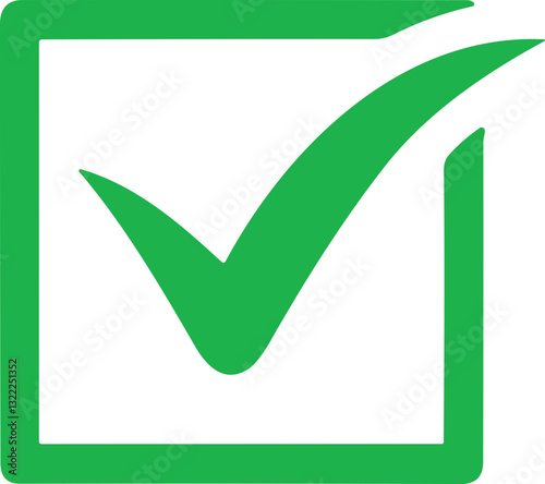 Green Check mark icon. Tick mark symbol. Simple check mark. Quality sign icon. Checklist symbol. Approval check. stock vector. Circle and square. Tick sign.