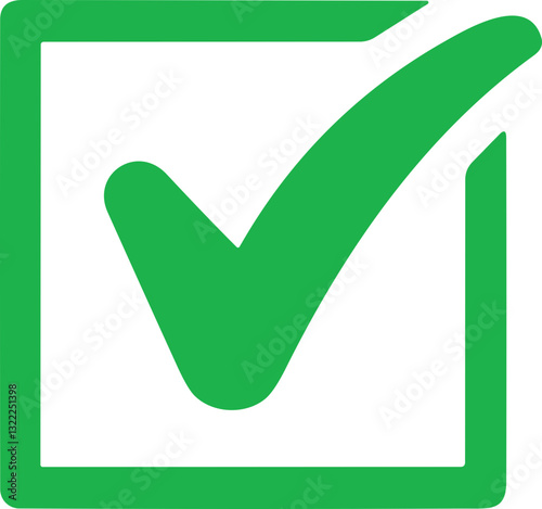 Green Check mark icon. Tick mark symbol. Simple check mark. Quality sign icon. Checklist symbol. Approval check. stock vector. Circle and square. Tick sign.