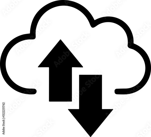 Download button flat vector icon. install symbol. Upload button. Load symbol. Modern Cloud download and upload icon, simple flat and line vector