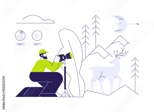 Monitoring animal population abstract concept vector illustration.