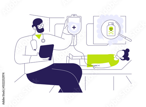 Swallowing a poisonous substance abstract concept vector illustration.