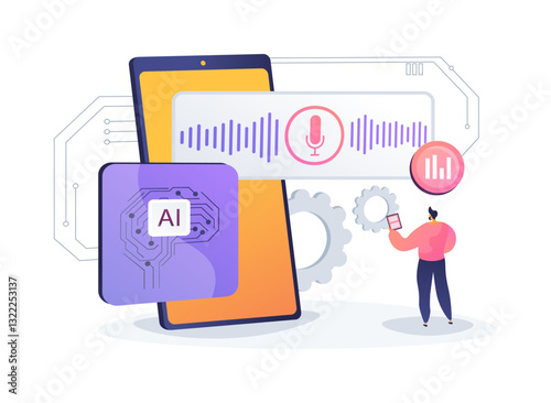 AI Voice Recognition abstract concept vector illustration.