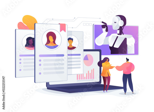 AI Job Recruitment abstract concept vector illustration.