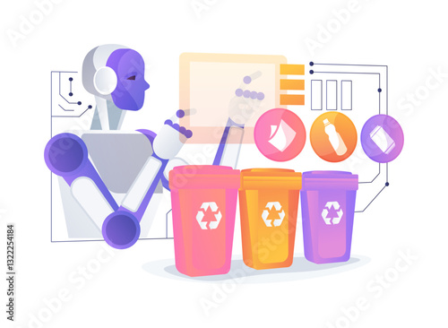 AI Waste Sorting and Recycling abstract concept vector illustration.