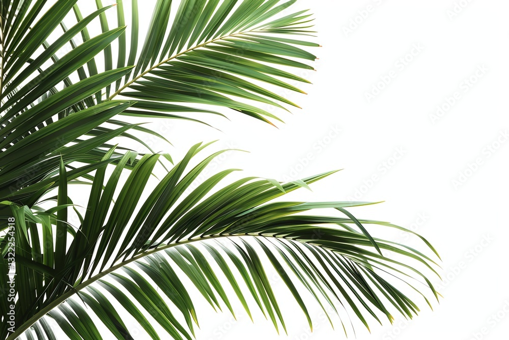 Fototapeta premium Palm Fronds Isolated on White Background for Tropical Design Elements