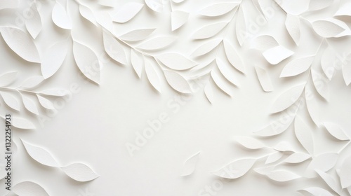 White paper leaves arranged on a light background create a minimalist and elegant decorative effect in a modern setting