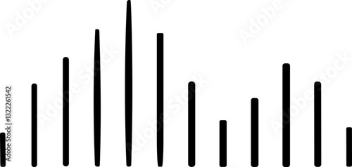 Sound wave icon. Analog and digital audio signal and graph. Music equalizer. Interference voice recording. High frequency radio wave. Vector illustration.