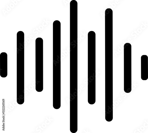 Sound wave icon. Analog and digital audio signal and graph. Music equalizer. Interference voice recording. High frequency radio wave. Vector illustration.