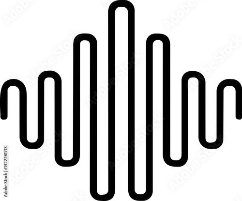 Sound wave icon. Analog and digital audio signal and graph. Music equalizer. Interference voice recording. High frequency radio wave. Vector illustration.