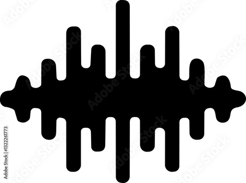 Sound wave icon. Analog and digital audio signal and graph. Music equalizer. Interference voice recording. High frequency radio wave. Vector illustration.