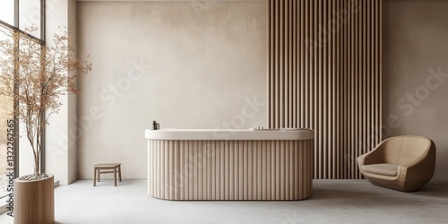 A modern reception area with contemporary minimalist interior design