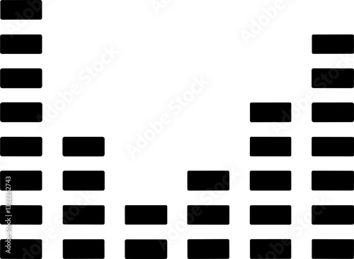 Sound wave icon. Analog and digital audio signal and graph. Music equalizer. Interference voice recording. High frequency radio wave. Vector illustration.