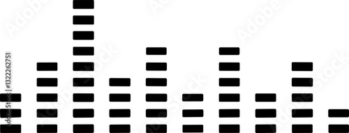 Sound wave icon. Analog and digital audio signal and graph. Music equalizer. Interference voice recording. High frequency radio wave. Vector illustration.