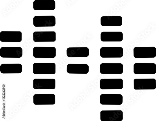 Sound wave icon. Analog and digital audio signal and graph. Music equalizer. Interference voice recording. High frequency radio wave. Vector illustration.