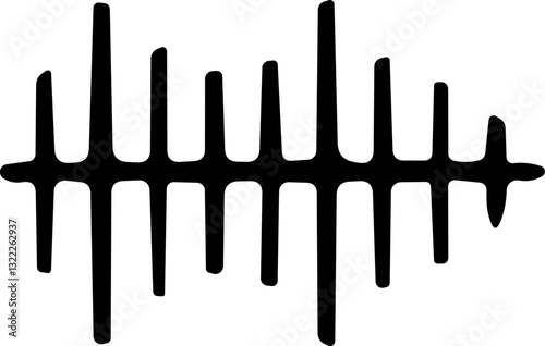 Sound wave icon. Analog and digital audio signal and graph. Music equalizer. Interference voice recording. High frequency radio wave. Vector illustration.