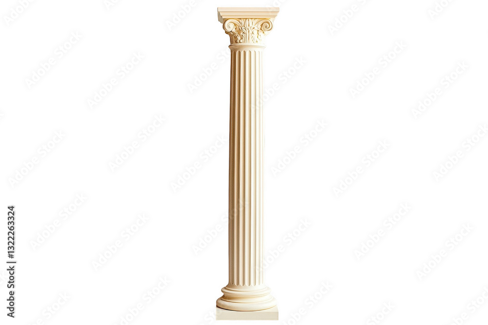 Elegant white column with intricate detailing showcasing classic architectural design against a transparent background suitable for various creative uses Elegant white column with intricate detailing showcasing classic architectural design against a transparent background suitable for various creative uses