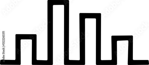 Sound wave icon. Analog and digital audio signal and graph. Music equalizer. Interference voice recording. High frequency radio wave. Vector illustration.